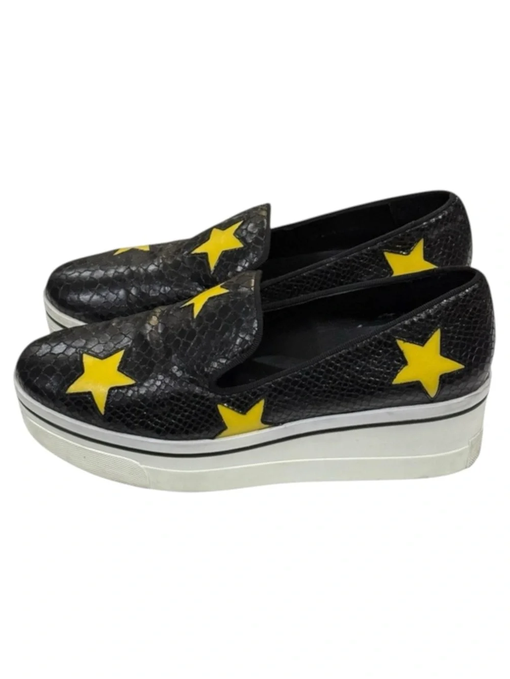 Stella McCartney ★ Binx Platform Loafers ★ Black ★ Yellow Stars ★ 40 9M 9.5M